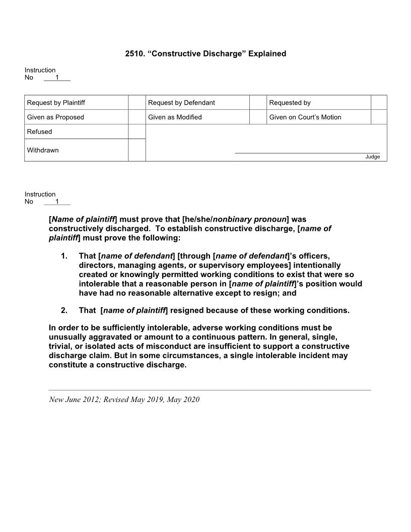 2510. Constructive Discharge Explained | Pdf Docx | Jury Instructions