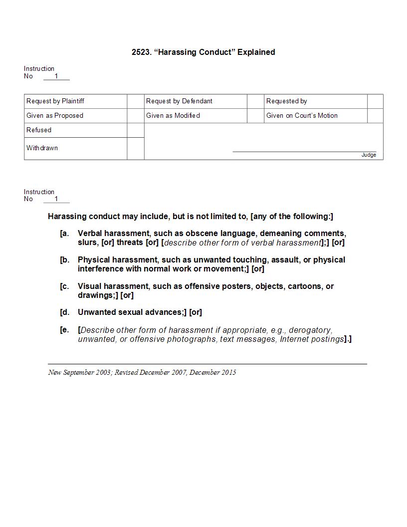 2523. Harassing Conduct Explained | Pdf Docx | Jury Instructions