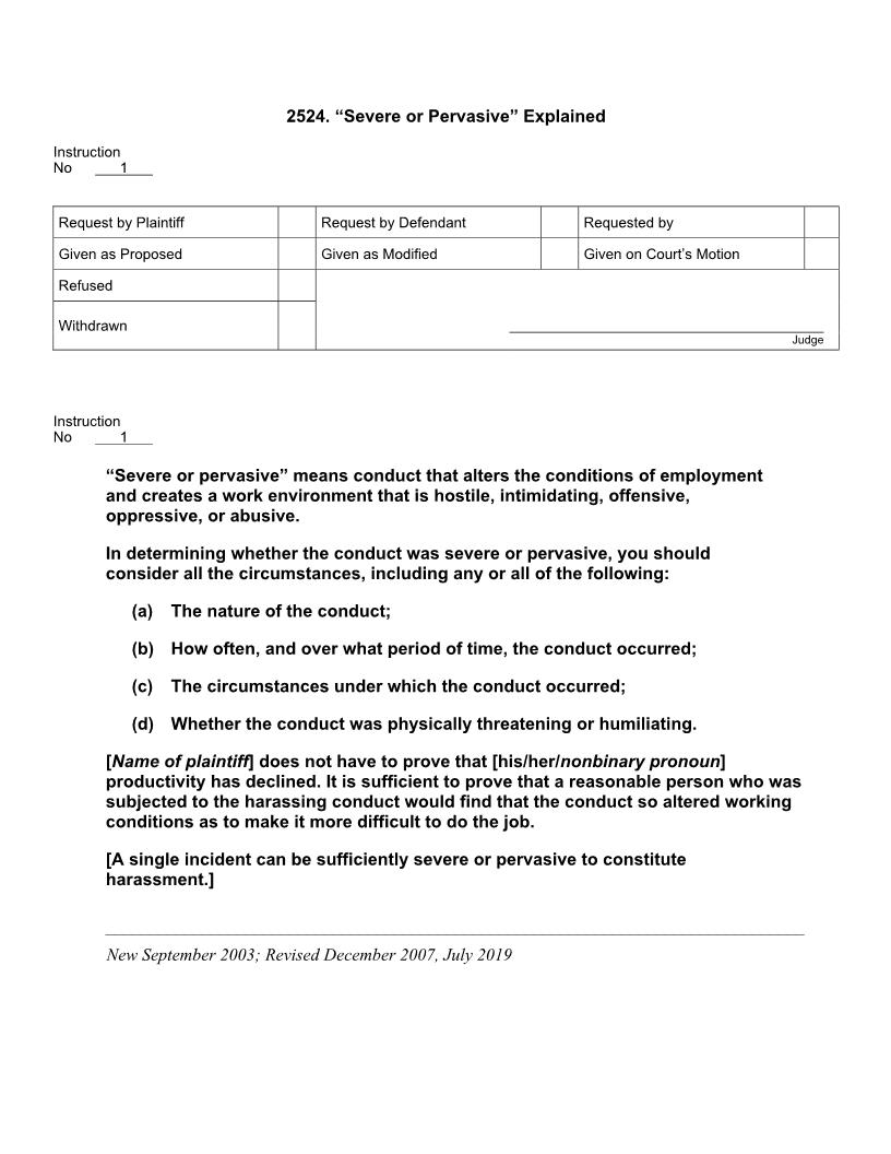 2524. Severe or Pervasive Explained | Pdf Docx | Jury Instructions