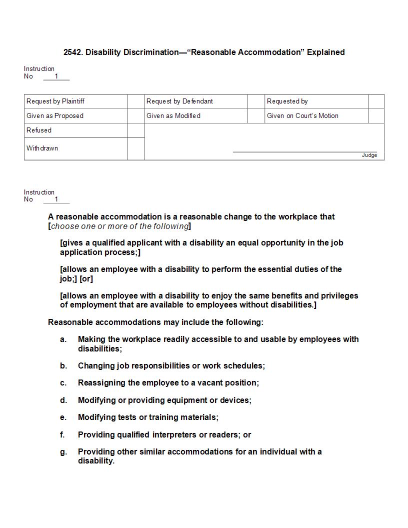 2542. Disability Discrimination Reasonable Accommodation Explained | Pdf Docx | Jury Instructions