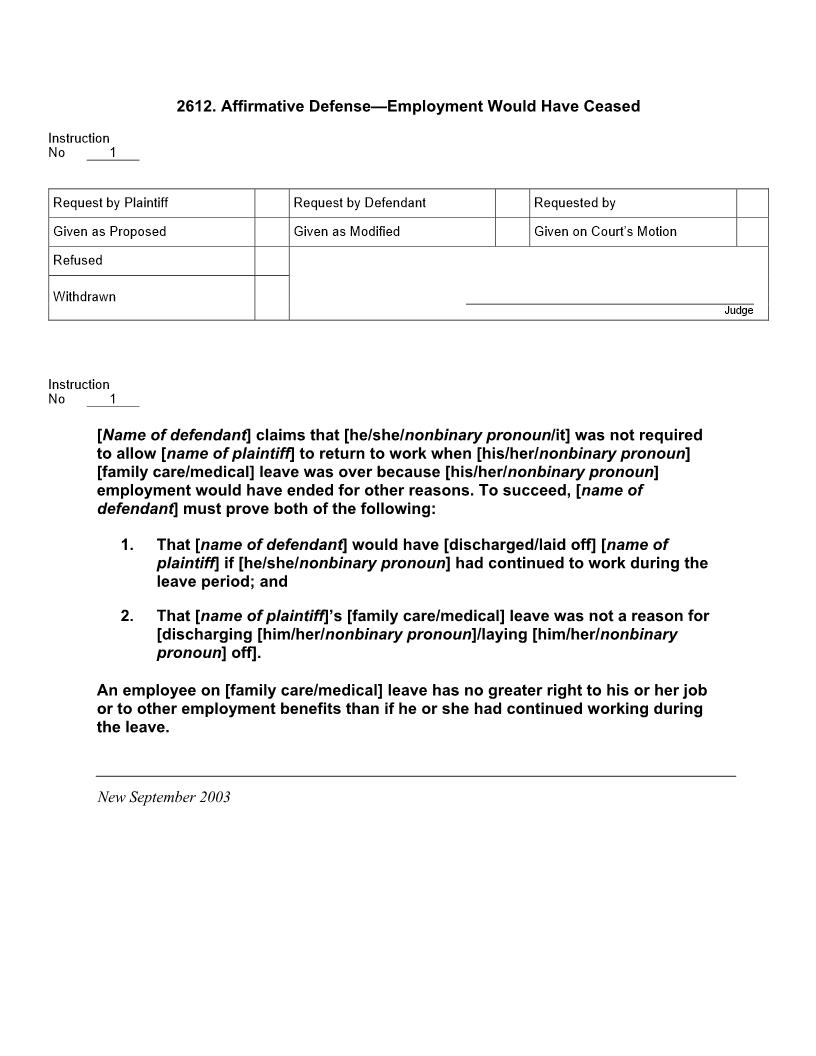 2612. Affirmative Defense Employment Would Have Ceased | Pdf Docx | Jury Instructions