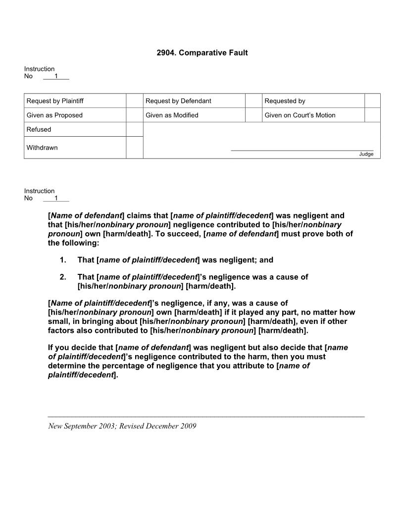 2904. Comparative Fault | Pdf Docx | Jury Instructions