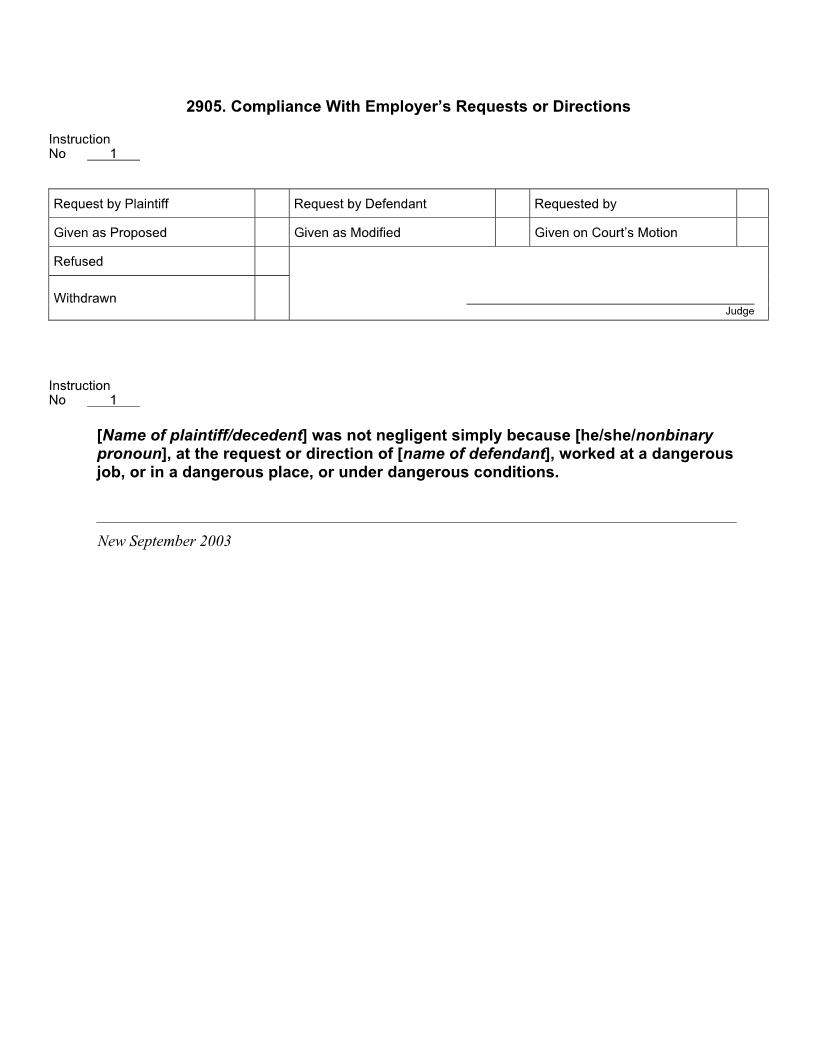 2905. Compliance With Employers Requests or Directions | Pdf Docx | Jury Instructions
