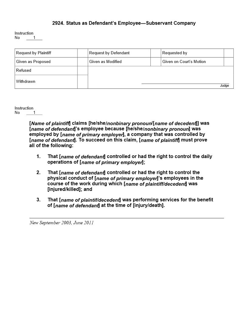 2924. Status as Defendants Employee Subservant Company | Pdf Docx | Jury Instructions