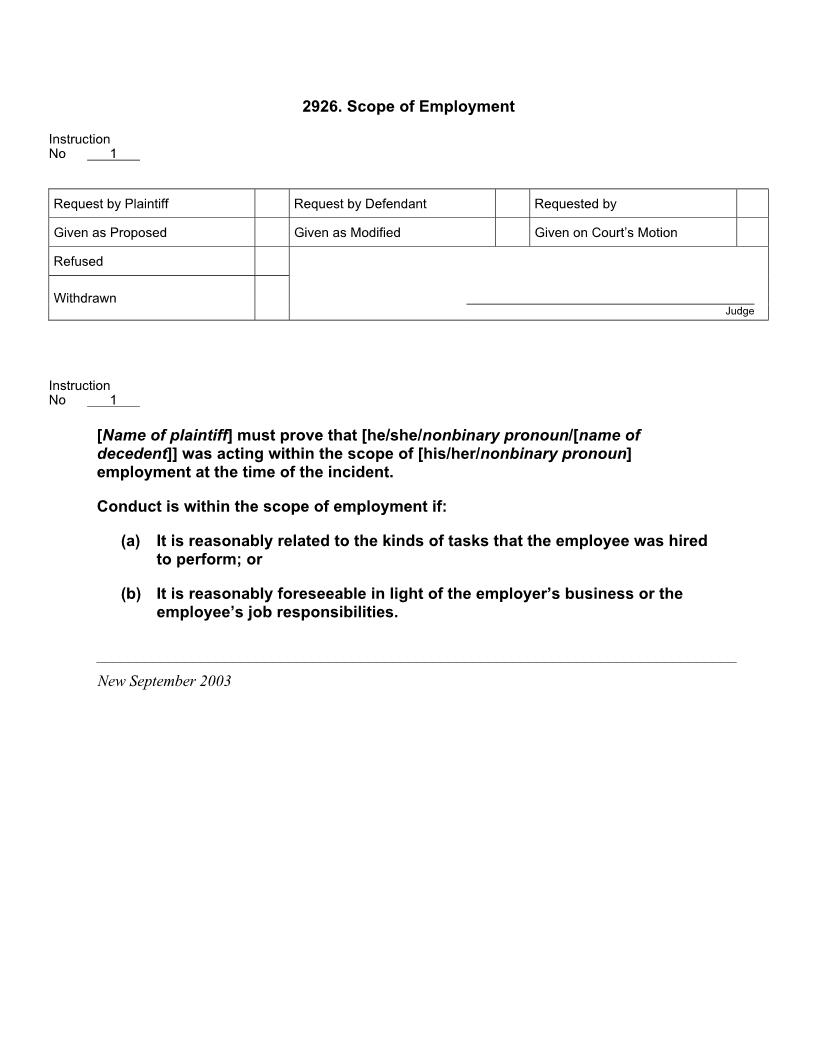 2926. Scope of Employment | Pdf Docx | Jury Instructions