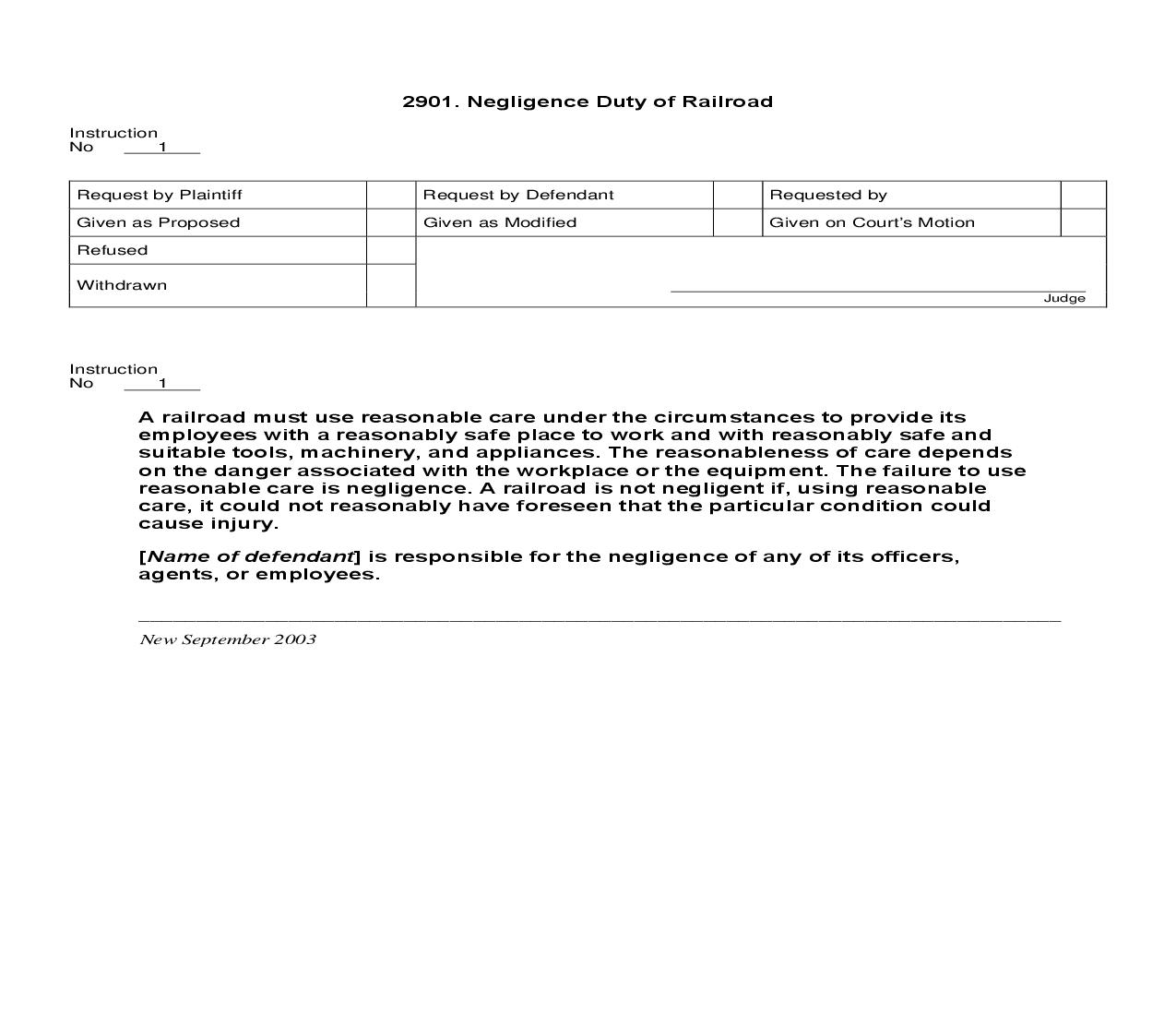 2901. Negligence Duty of Railroad | Pdf Doc Docx | Jury Instructions