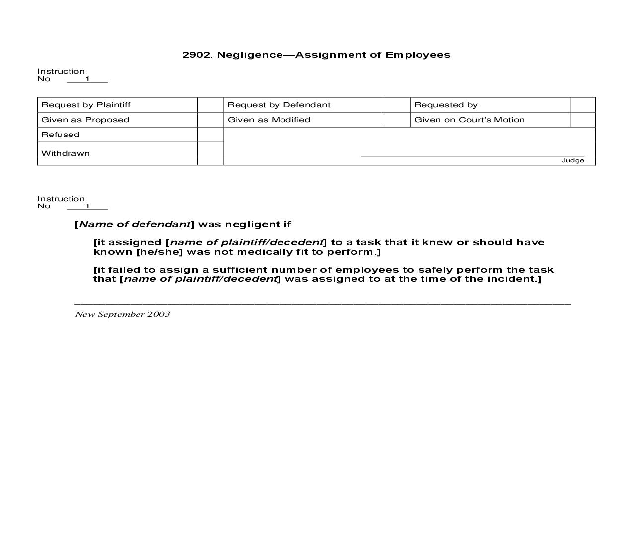 2902. Negligence Assignment of Employees | Pdf Doc Docx | Jury Instructions