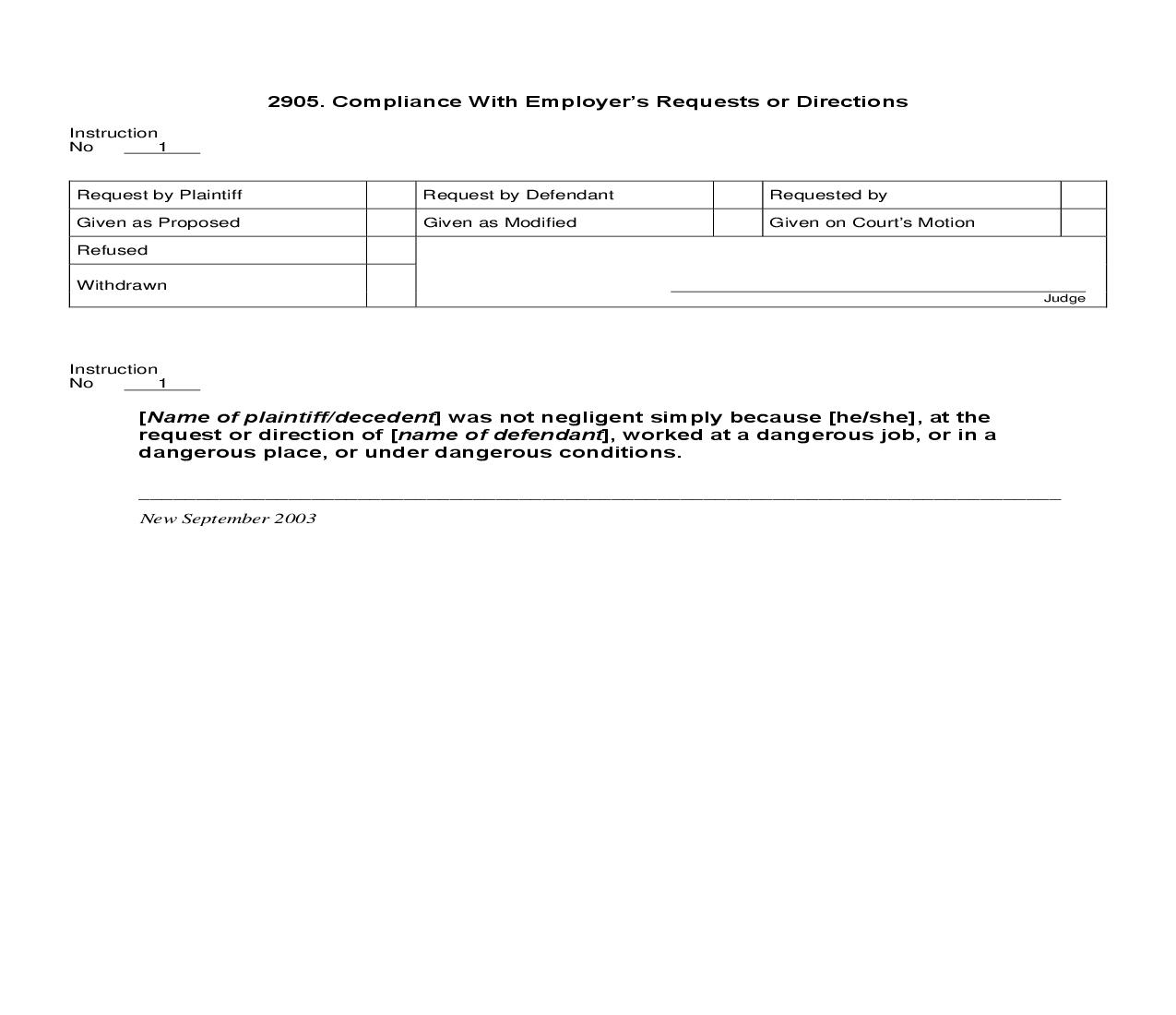 2905. Compliance With Employers Requests or Directions | Pdf Doc Docx | Jury Instructions
