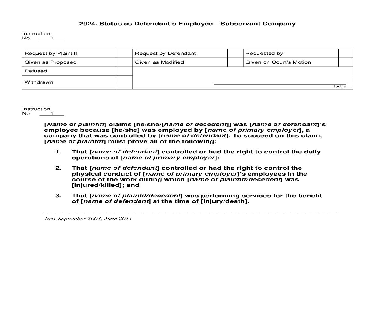 2924. Status as Defendants Employee Subservant Company | Pdf Doc Docx | Jury Instructions