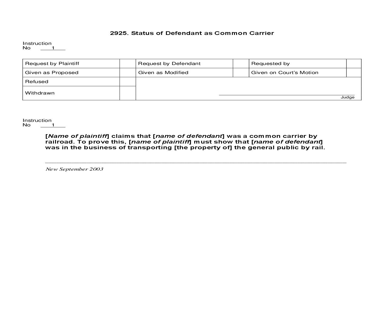 2925. Status of Defendant as Common Carrier | Pdf Doc Docx | Jury Instructions