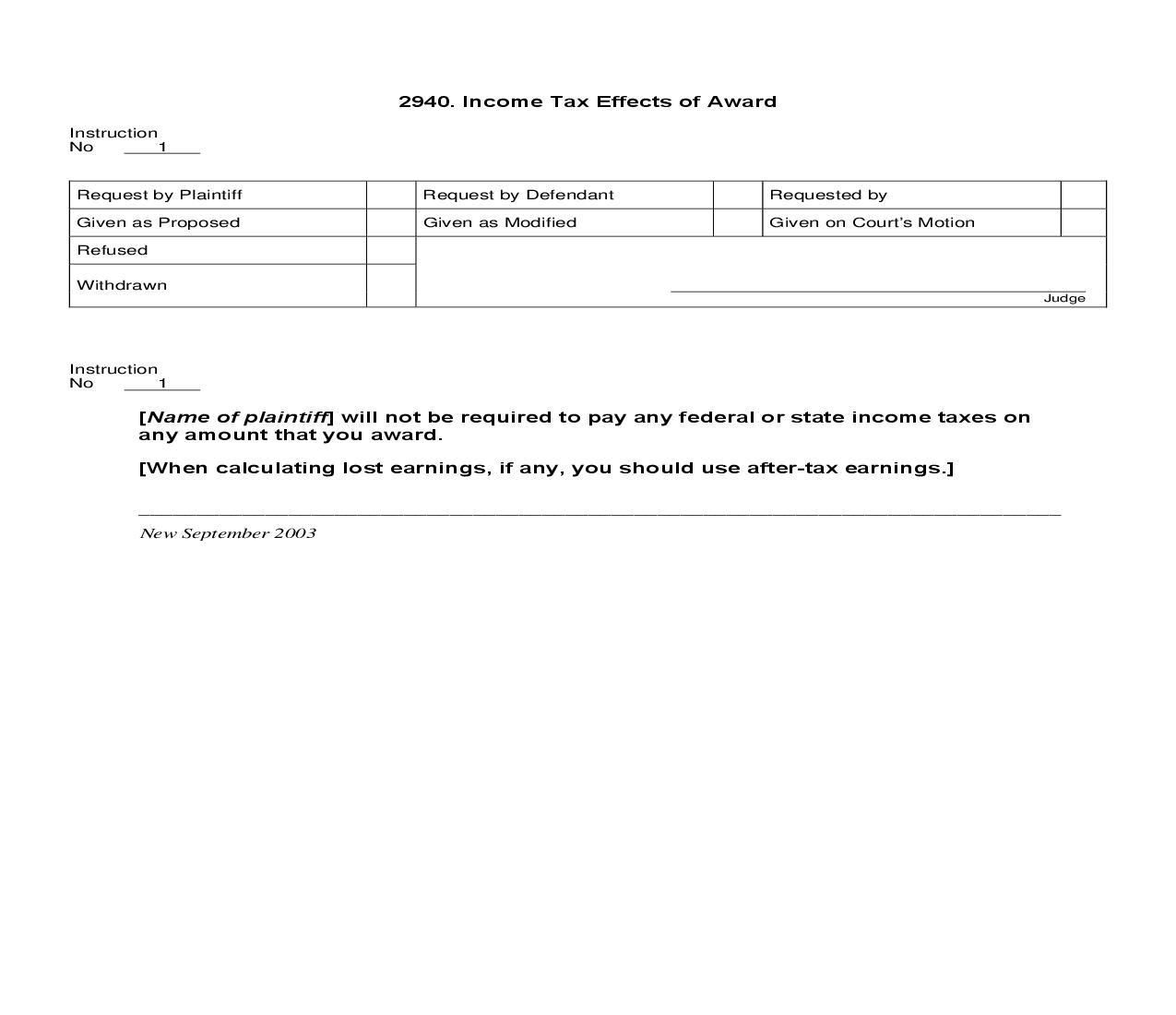2940. Income Tax Effects of Award | Pdf Doc Docx | Jury Instructions