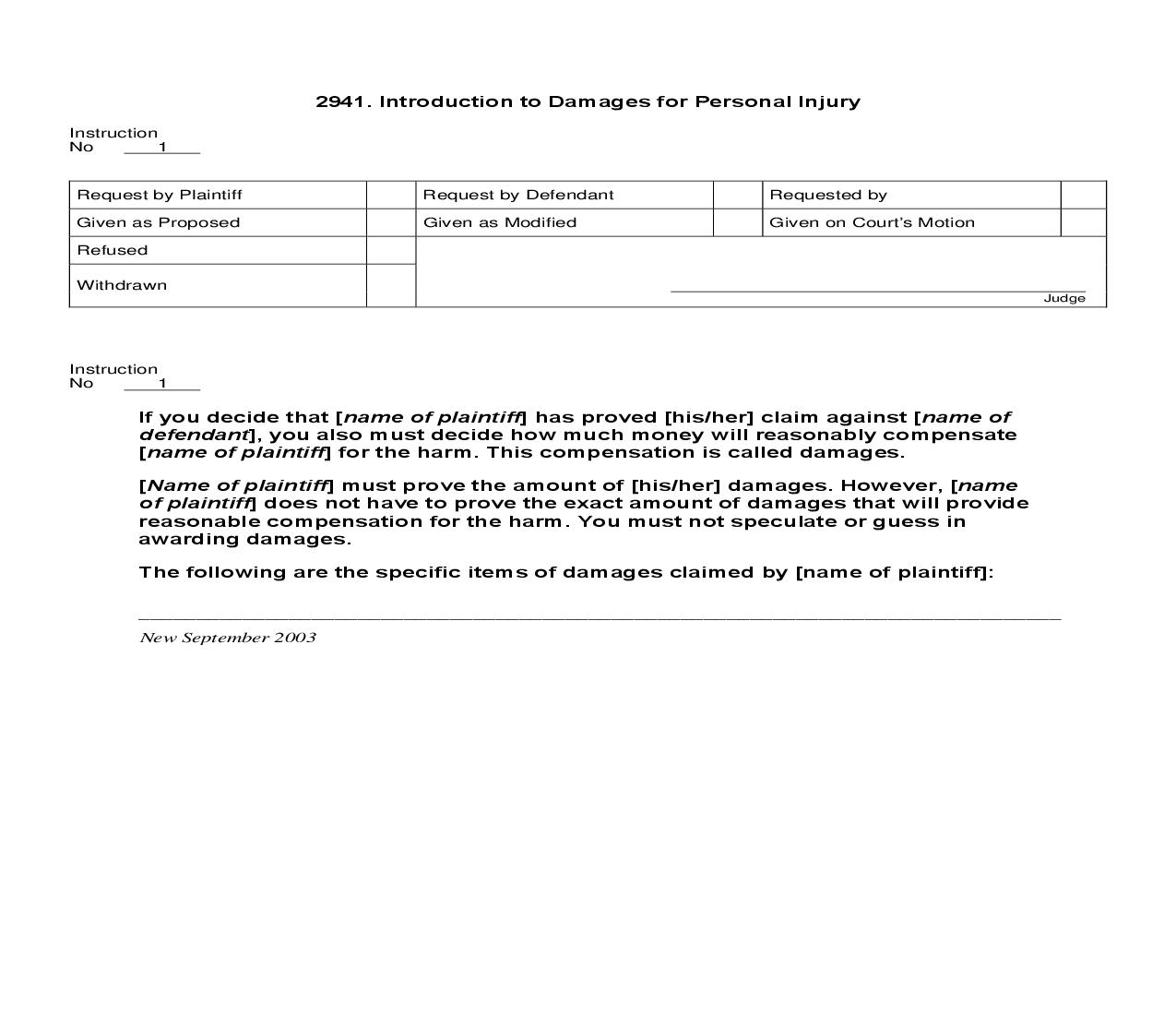 2941. Introduction to Damages for Personal Injury | Pdf Doc Docx | Jury Instructions