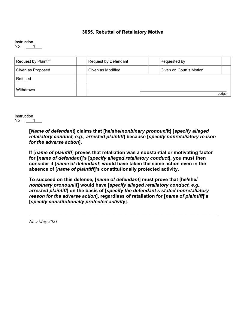 3055. Rebuttal Of Retaliatory Motive | Pdf Docx | Jury Instructions