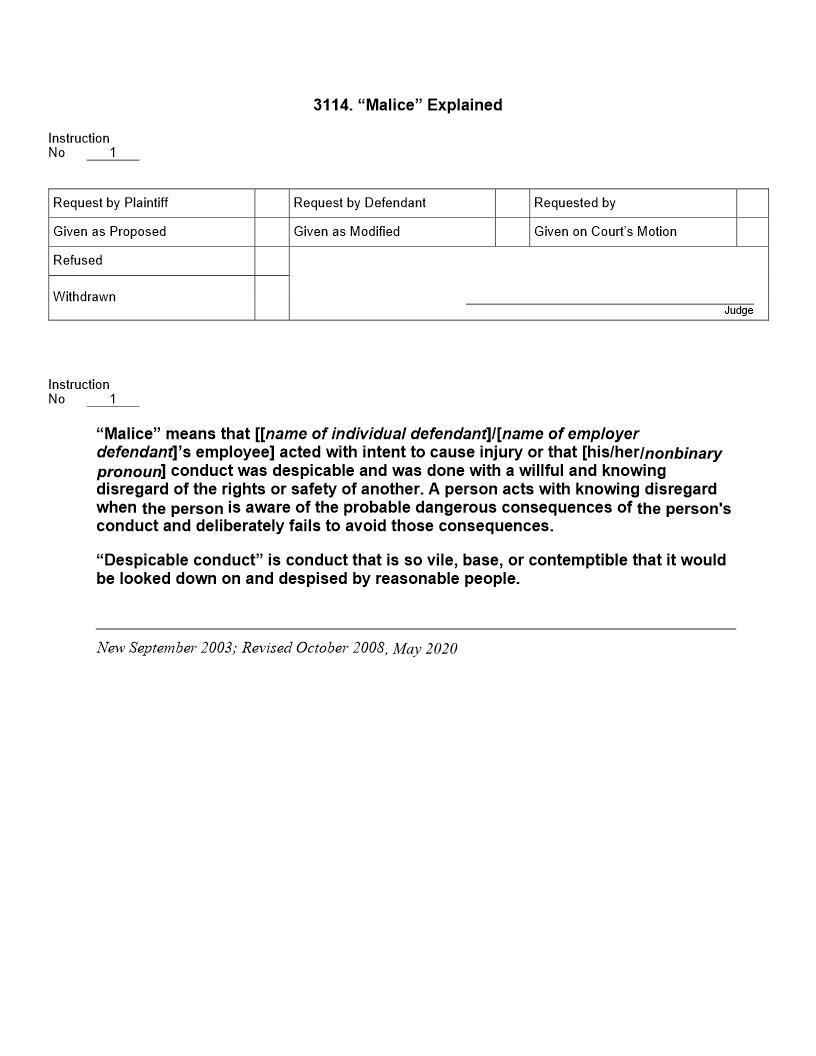 3114. Malice Explained | Pdf Doc Docx | Jury Instructions