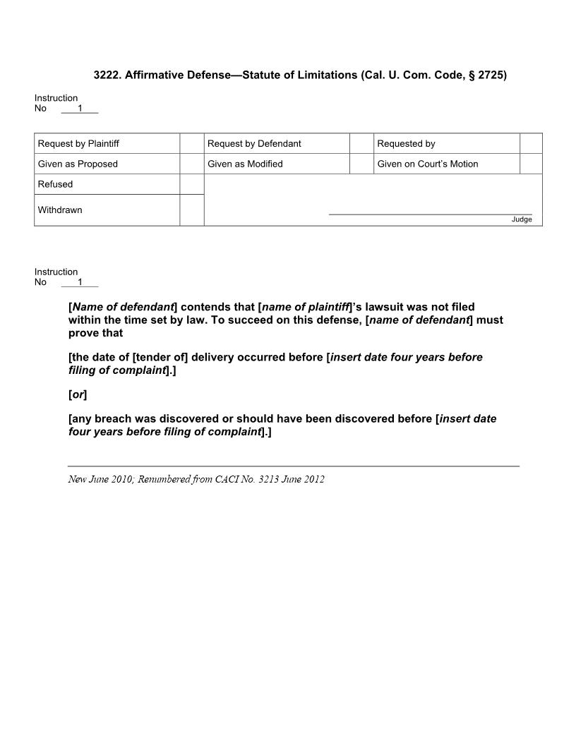 3222. Affirmative Defense Statute of Limitations | Pdf Docx | Jury Instructions