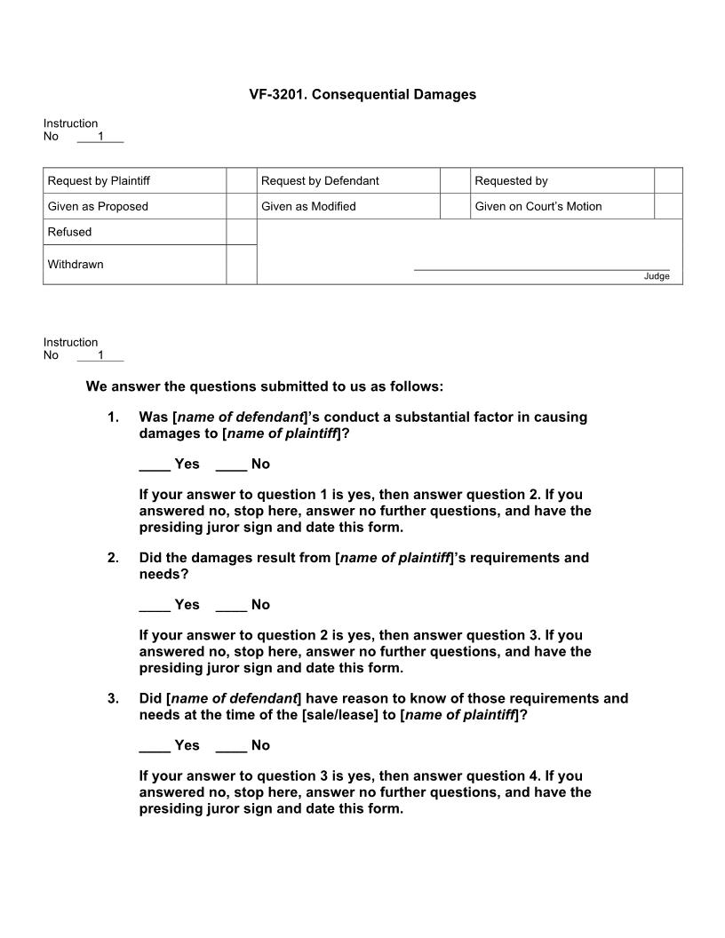 VF 3201. Consequential Damages | Pdf Doc Docx | Jury Instructions