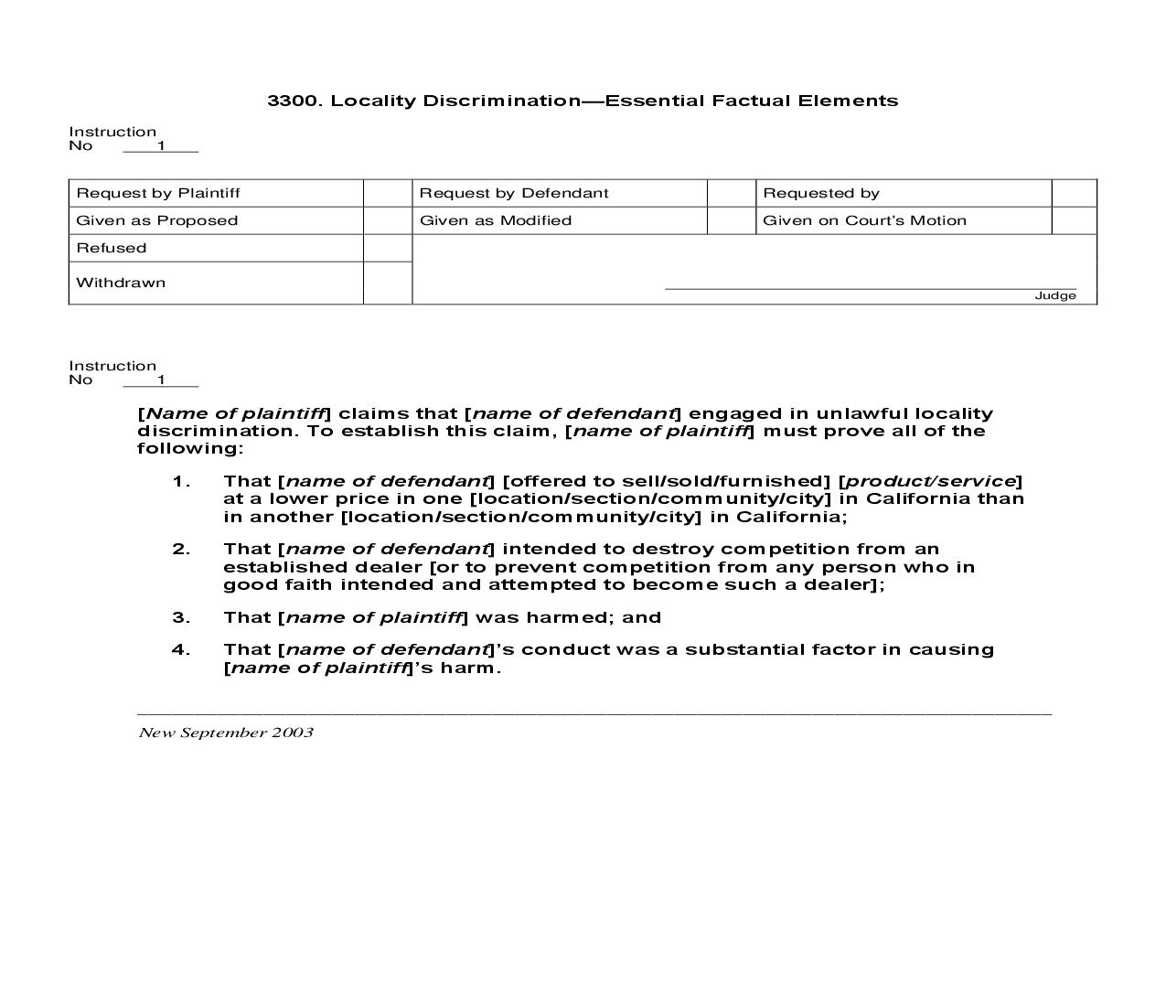 3300. Locality Discrimination Essential Factual Elements | Pdf Doc Docx | Jury Instructions