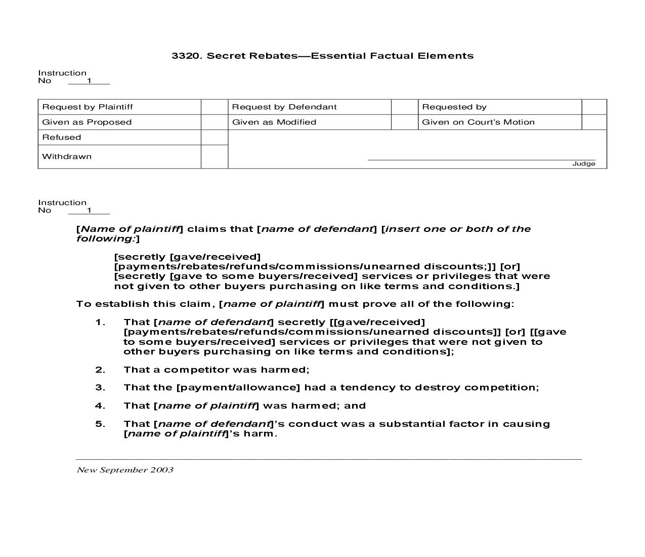 3320. Secret Rebates Essential Factual Elements | Pdf Doc Docx | Jury Instructions