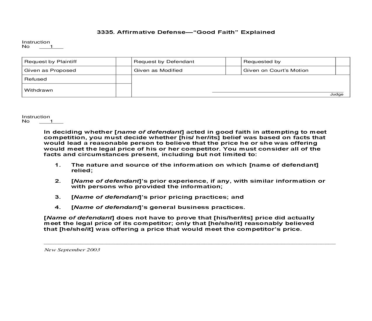 3335. Affirmative Defense Good Faith Explained | Pdf Doc Docx | Jury Instructions