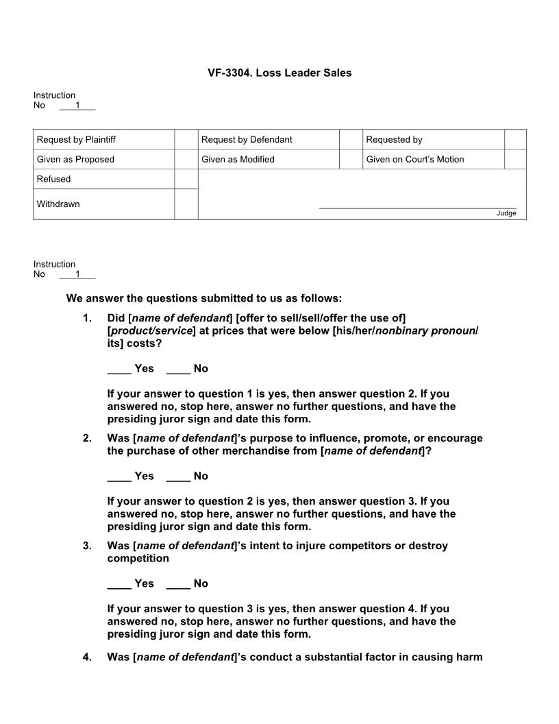 VF 3304. Loss Leader Sales | Pdf Doc Docx | Jury Instructions