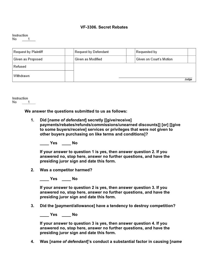 VF 3306. Secret Rebates | Pdf Doc Docx | Jury Instructions