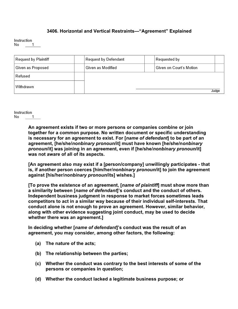 3406. Horizontal and Vertical Restraints Agreement Explained | Pdf Docx | Jury Instructions