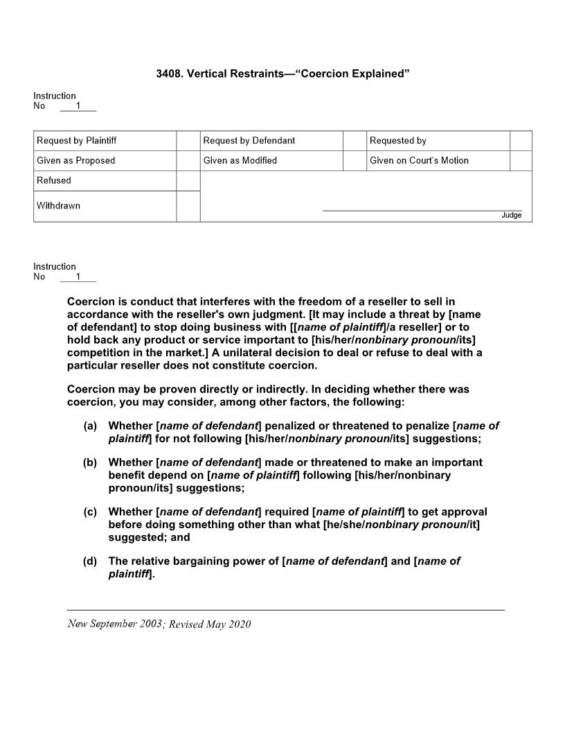 3408. Vertical Restraints Coercion Explained | Pdf Doc Docx | Jury Instructions