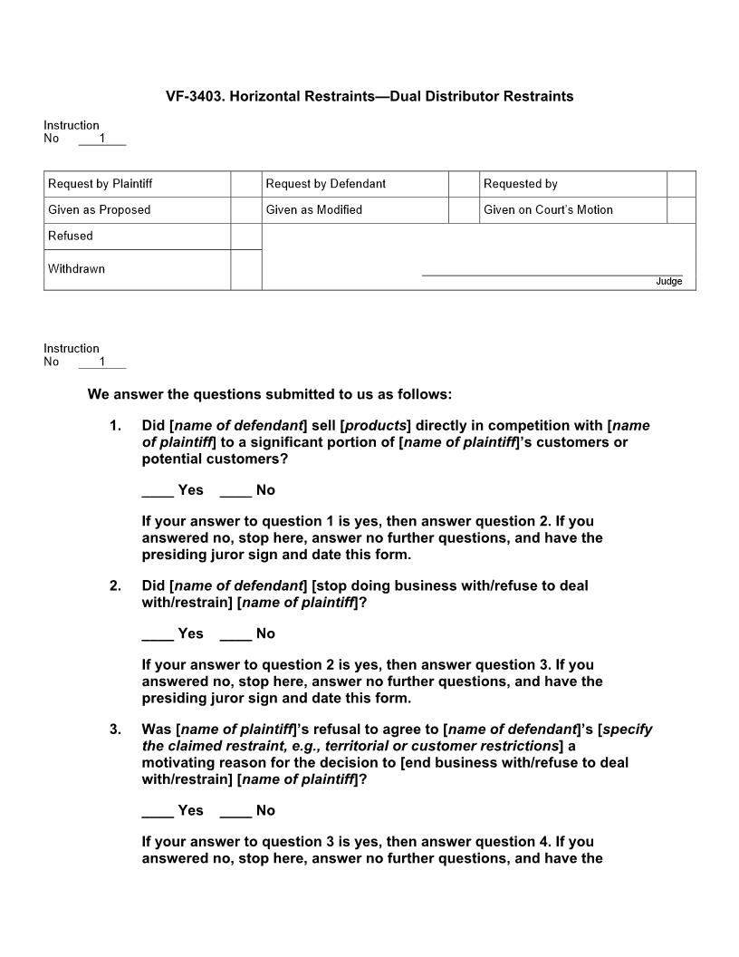 VF 3403. Horizontal Restraints Dual Distributor Restraints | Pdf Doc Docx | Jury Instructions