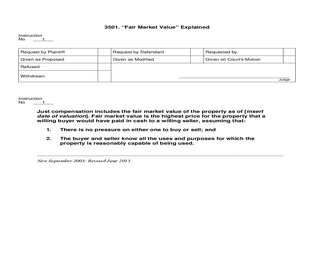 3501. Fair Market Value Explained | Pdf Doc Docx | Jury Instructions