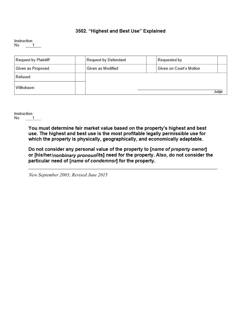 3502. Highest and Best Use Explained | Pdf Doc Docx | Jury Instructions