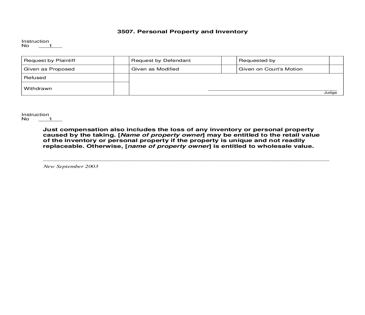 3507. Personal Property and Inventory | Pdf Doc Docx | Jury Instructions