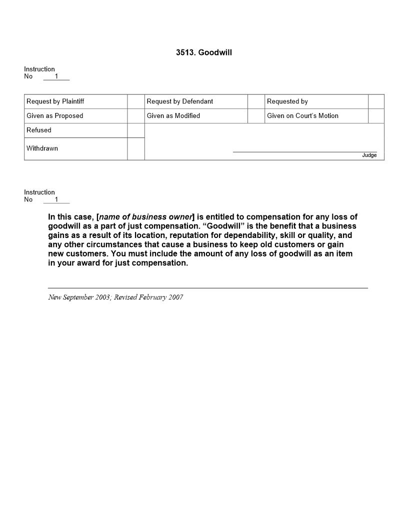 3513. Goodwill | Pdf Doc Docx | Jury Instructions