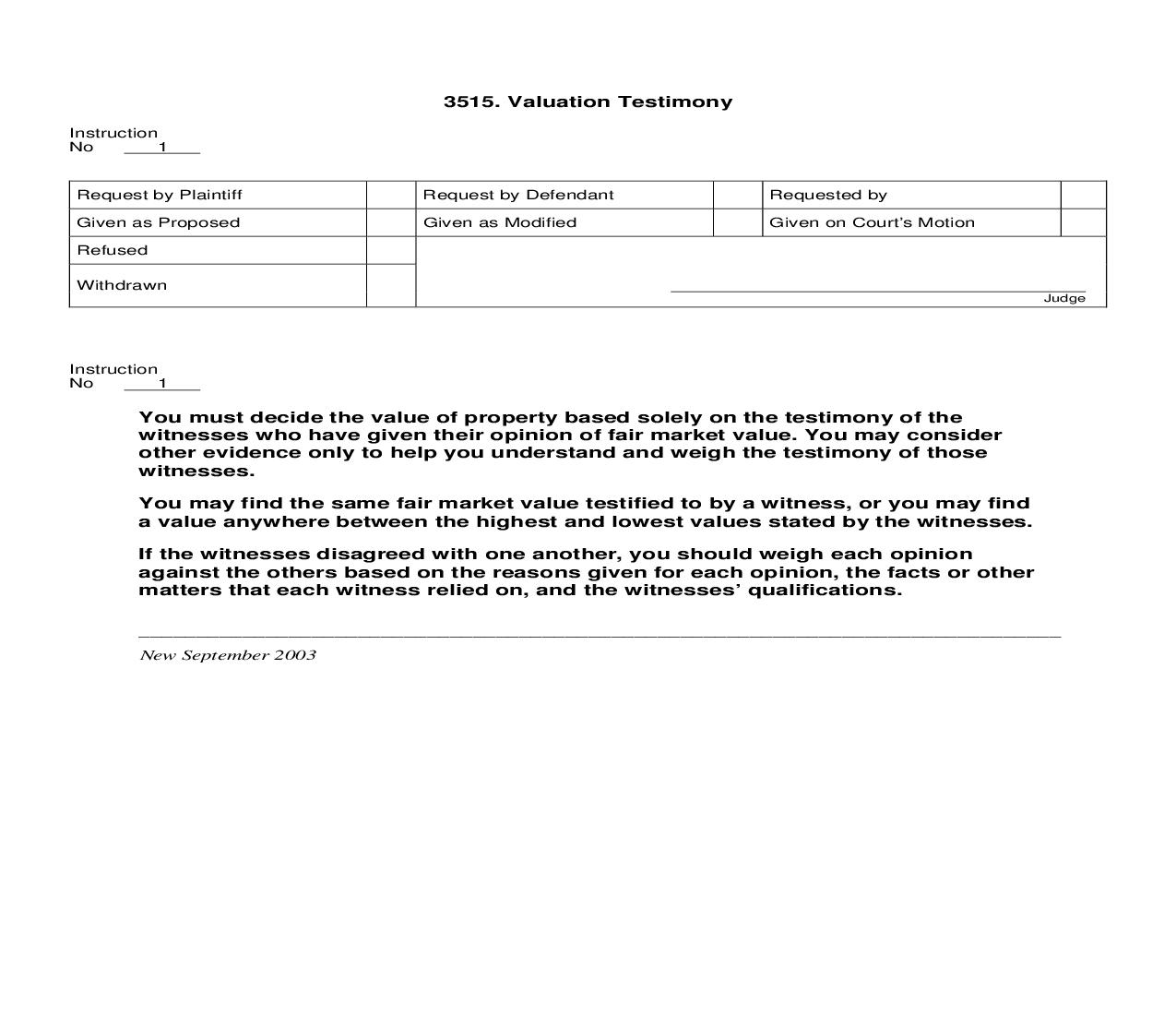 3515. Valuation Testimony | Pdf Doc Docx | Jury Instructions