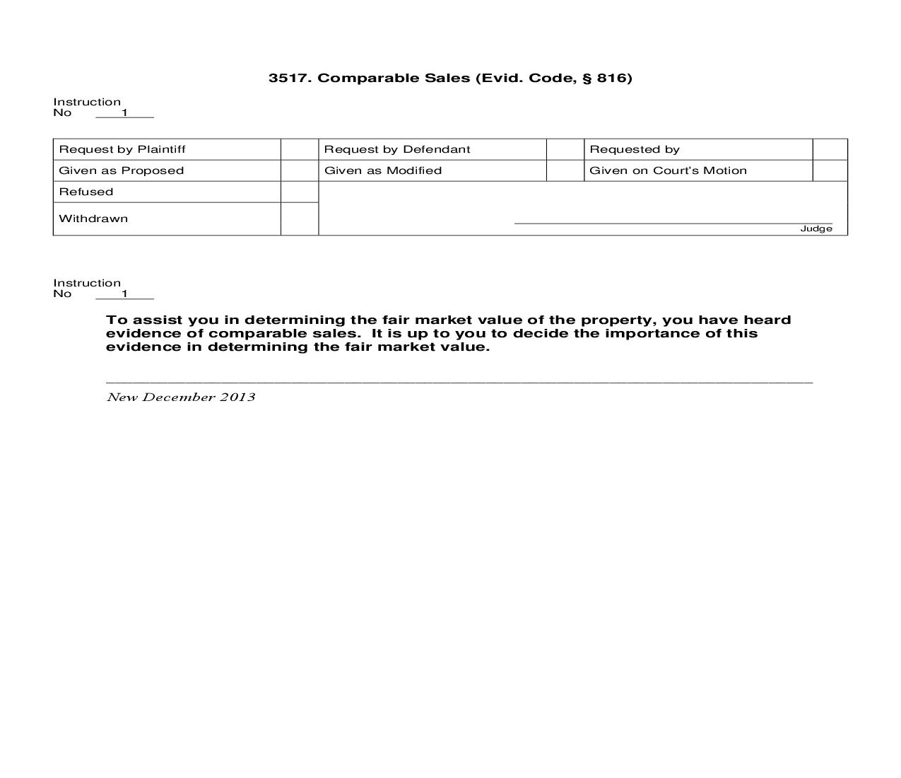 3517. Comparable Sales (Evid. Code, § 816) | Pdf Doc Docx | Jury Instructions