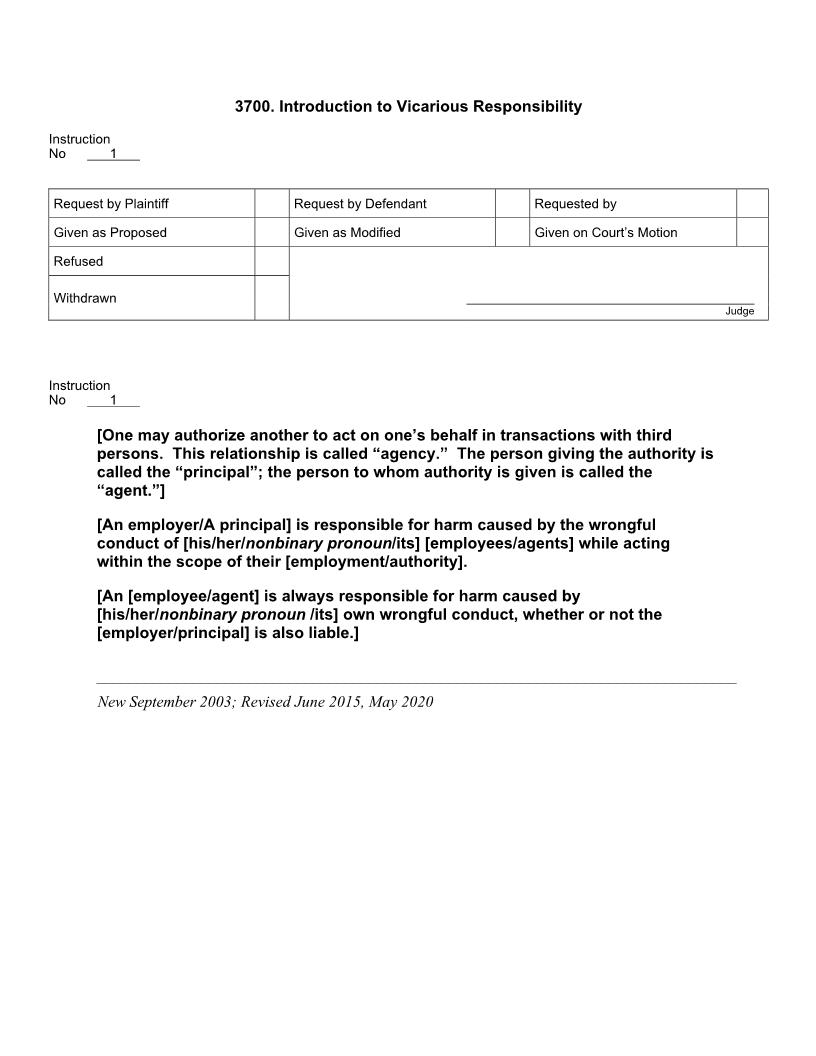 3700. Introduction to Vicarious Responsibility | Pdf Doc Docx | Jury Instructions