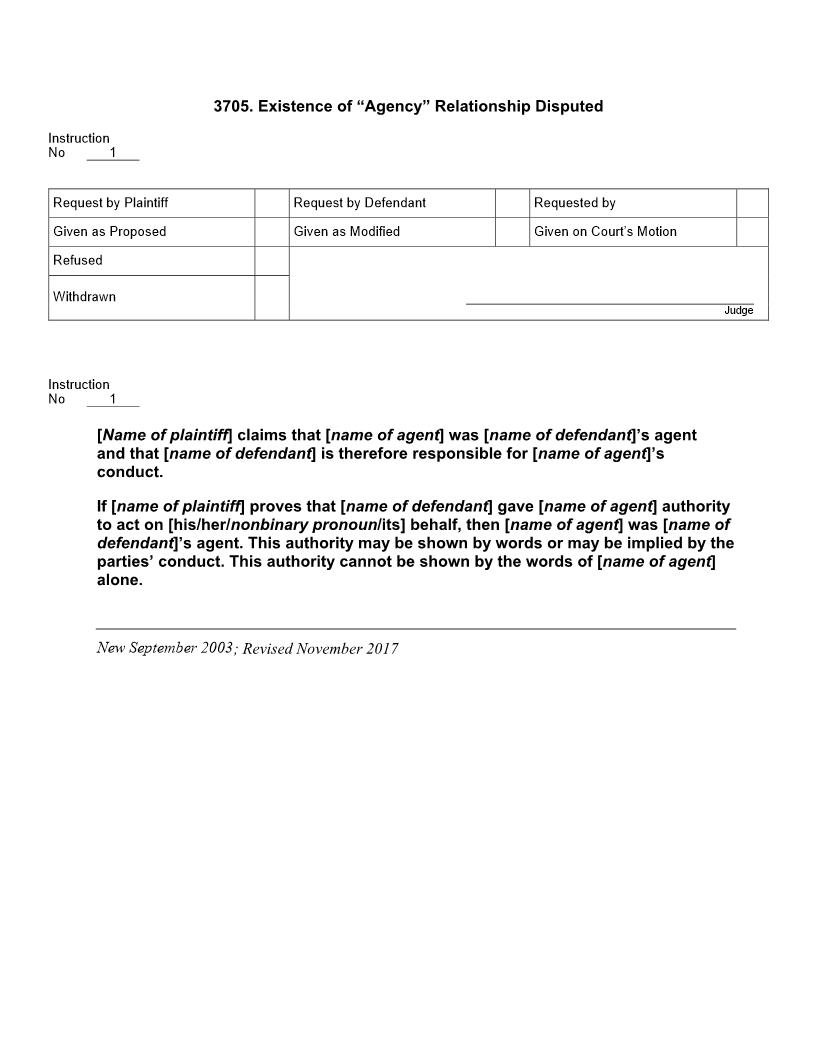 3705. Existence of Agency Relationship Disputed | Pdf Doc Docx | Jury Instructions
