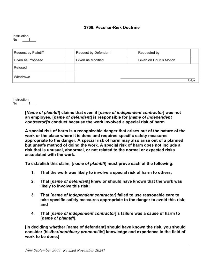 3708. Peculiar-Risk Doctrine | Pdf Doc Docx | Jury Instructions