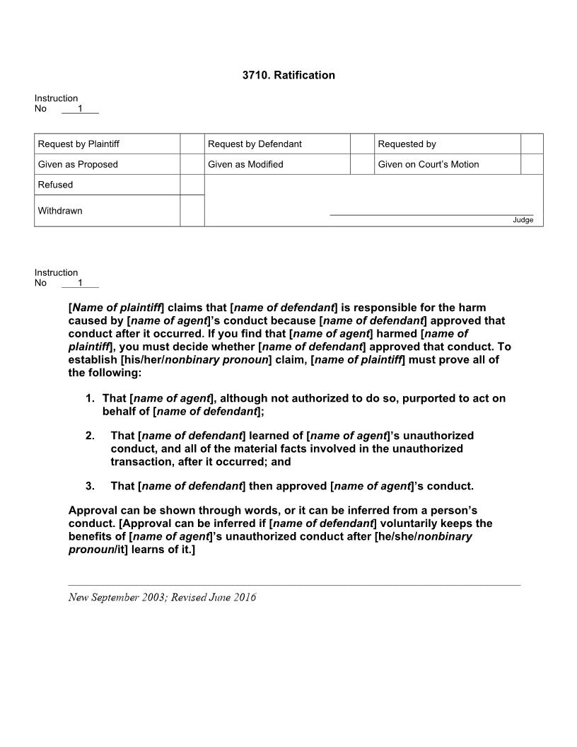 3710. Ratification | Pdf Doc Docx | Jury Instructions