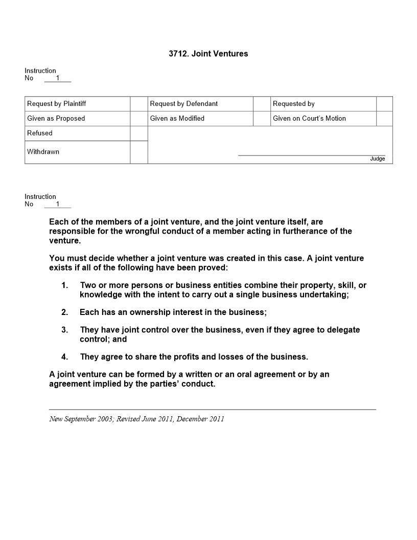 3712. Joint Ventures | Pdf Doc Docx | Jury Instructions