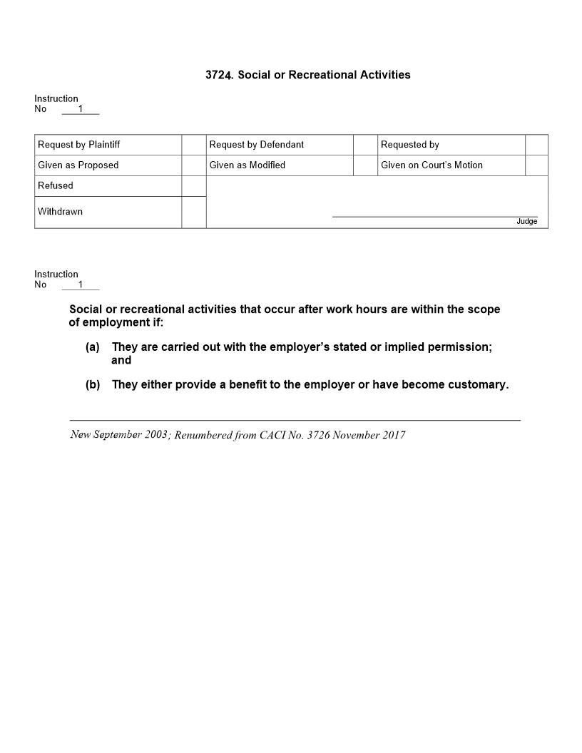 3724. Social or Recreational Activities | Pdf Doc Docx | Jury Instructions
