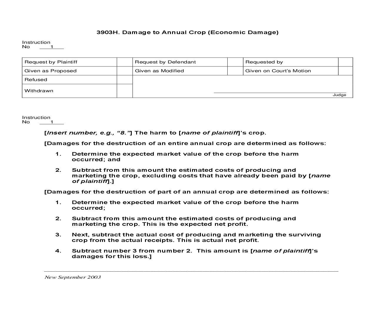 3903H. Damage To Annual Crop (Economic Damage) | Pdf Doc Docx | Jury Instructions