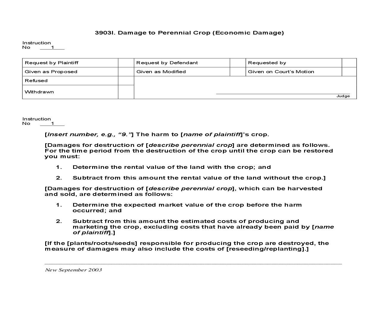 3903I. Damage To Perennial Crop (Economic Damage) | Pdf Doc Docx | Jury Instructions