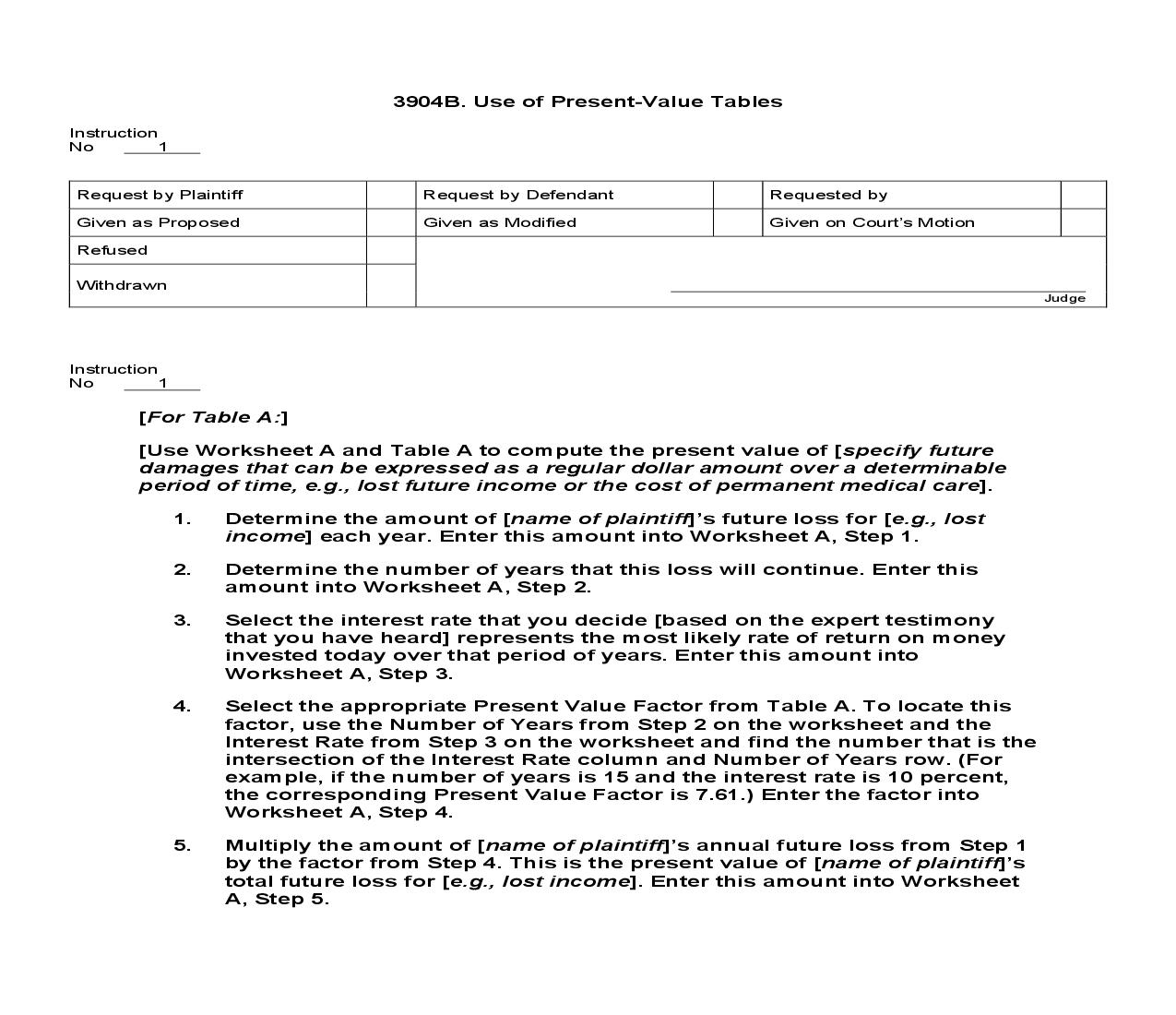 3904B. Use of Present-Value Tables | Pdf Doc Docx | Jury Instructions