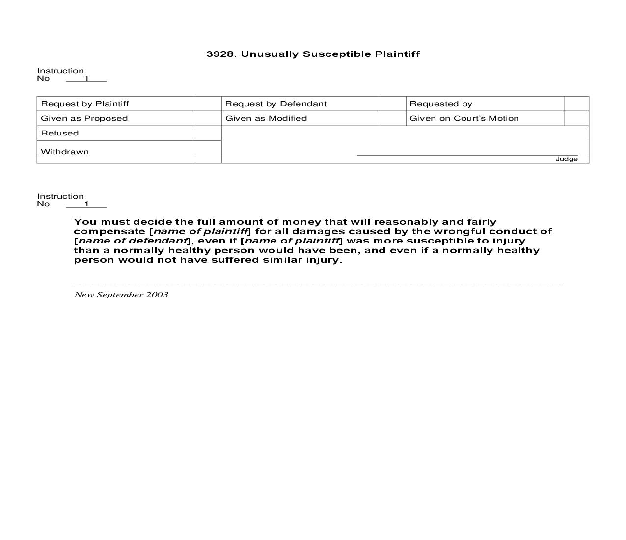 3928. Unusually Susceptible Plaintiff | Pdf Doc Docx | Jury Instructions
