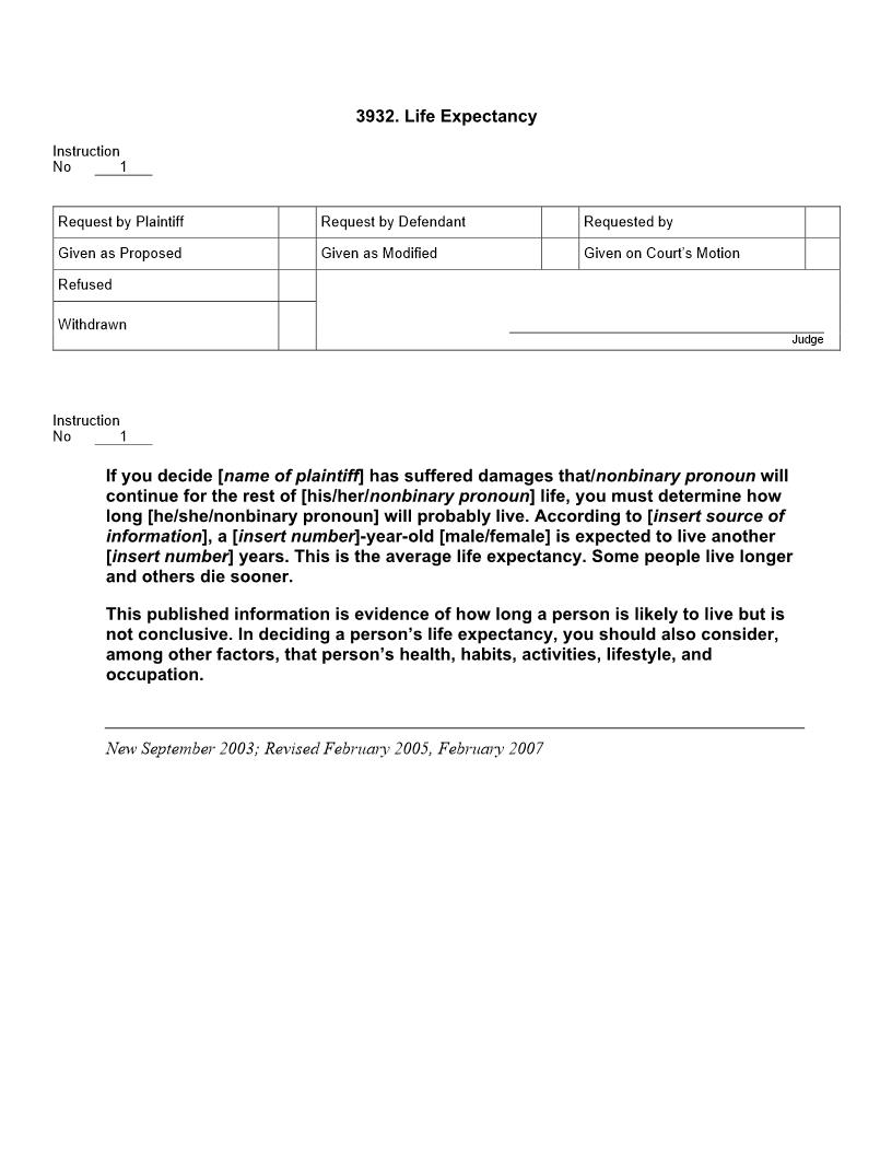 3932. Life Expectancy | Pdf Doc Docx | Jury Instructions