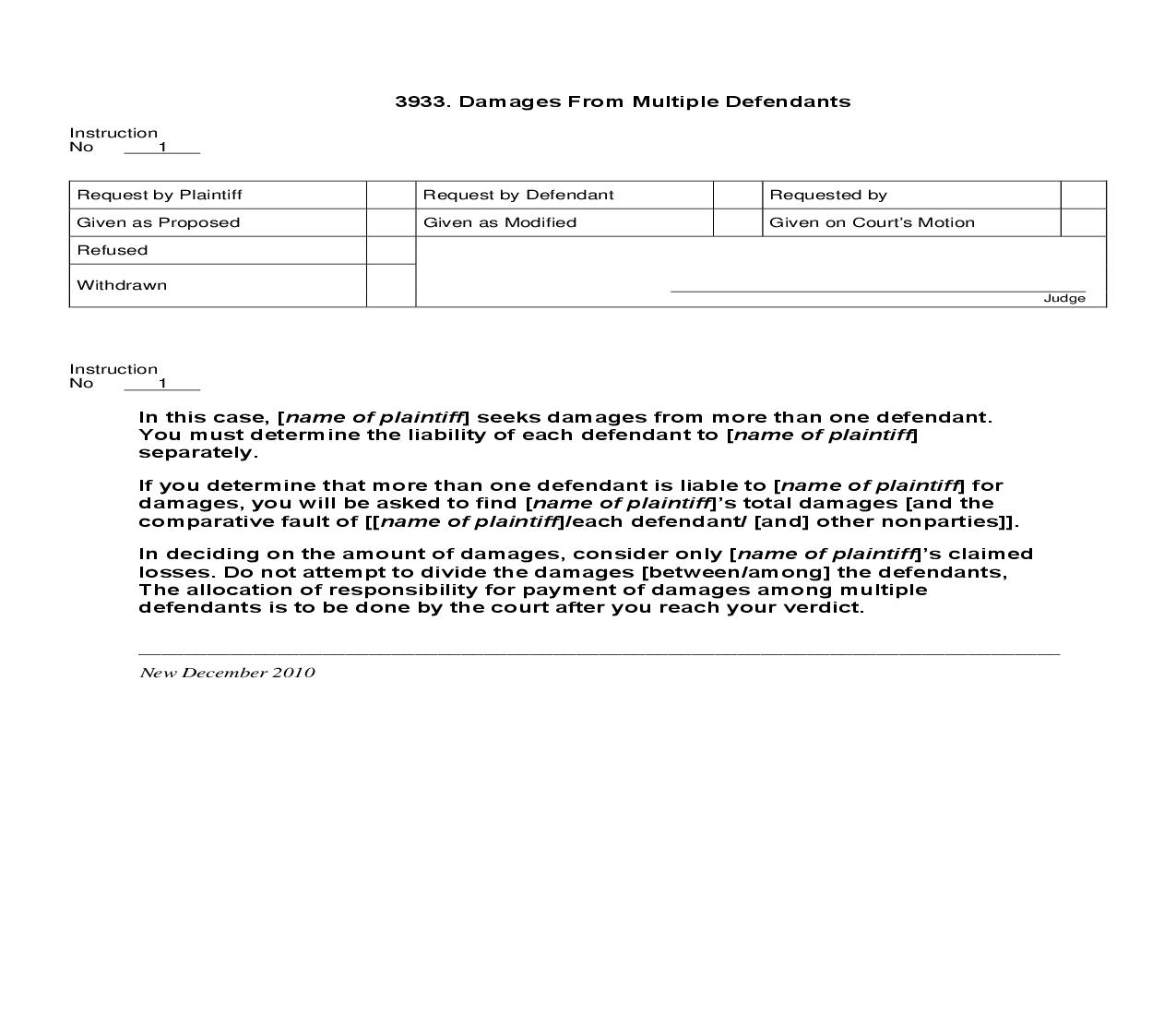 3933. Damages From Multiple Defendants | Pdf Doc Docx | Jury Instructions