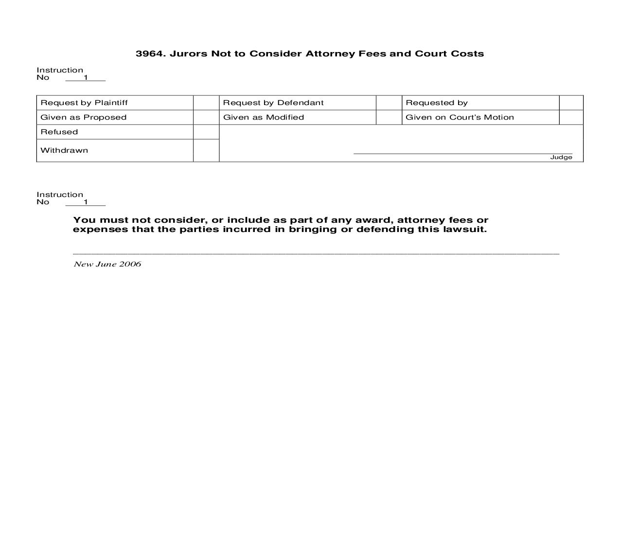 3964. Jurors Not to Consider Attorney Fees and Court Costs | Pdf Doc Docx | Jury Instructions