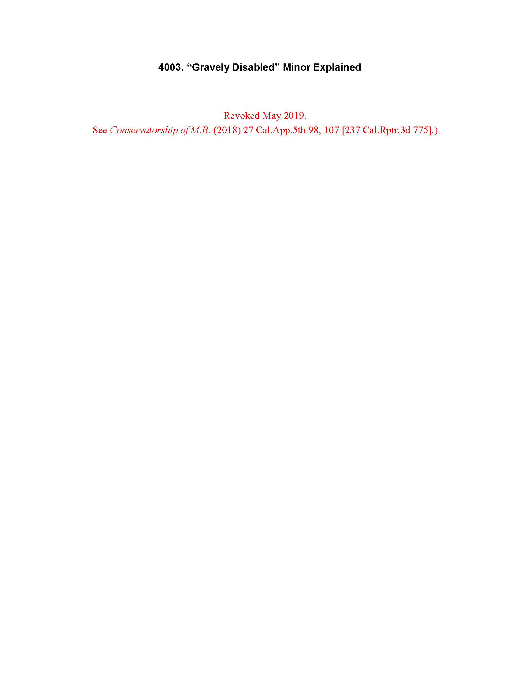 4003. Gravely Disabled Minor Explained - REVOKED | Pdf Doc Docx | Jury Instructions