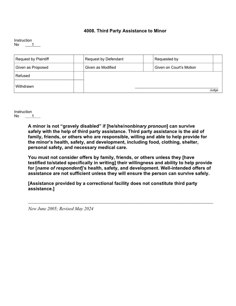 4008. Third Party Assistance to Minor | Pdf Doc Docx | Jury Instructions