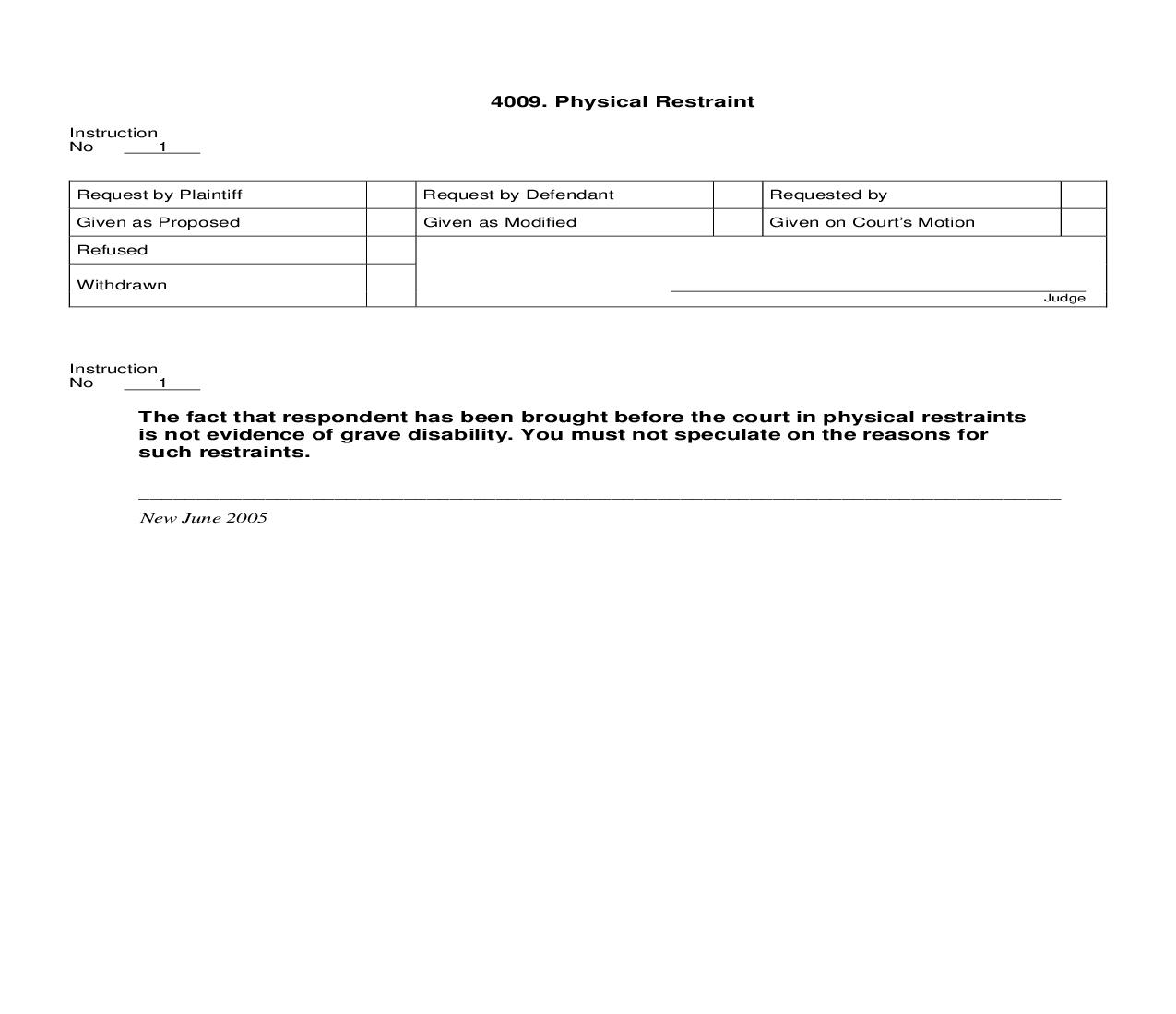 4009. Physical Restraint | Pdf Doc Docx | Jury Instructions